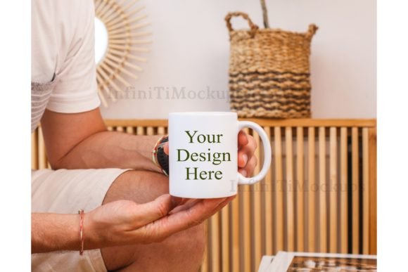 11oz Mug Mockup Holding Man - Graphics for Mugs Amp