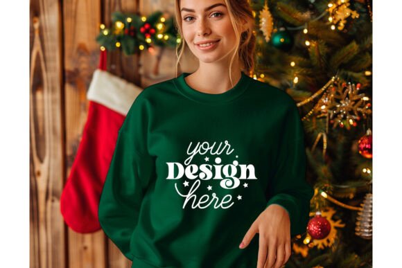 Christmas Forest Green Shirt Mockup 12: A Graphic Design Asset for Product Mockups