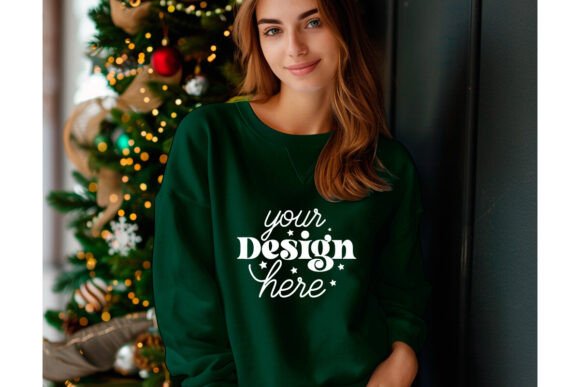 Christmas Forest Green Shirt Mockup 62 for Product Mockups and Graphics