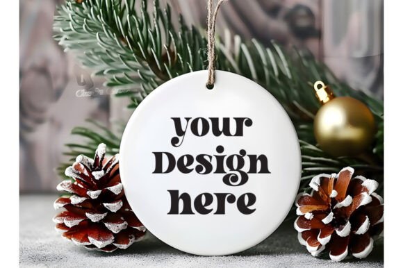 Christmas Ornament Round Sing Mockup 4 for Graphics and Product Mockups