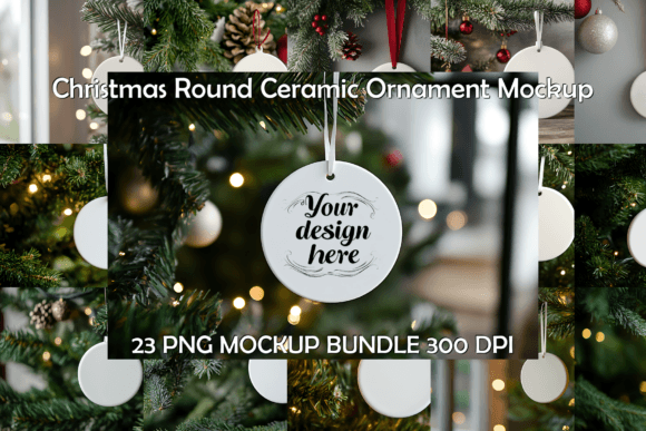 Christmas Round Ceramic Ornament Mockup Bundle Review