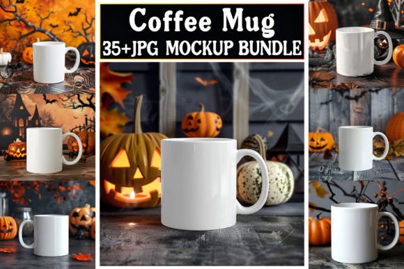 Coffee Mug Mockups Bundle for Halloween Graphics