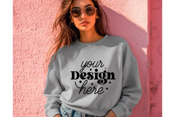 Gildan 18000 Ash Mockup 34 for Product Mockups and Graphics