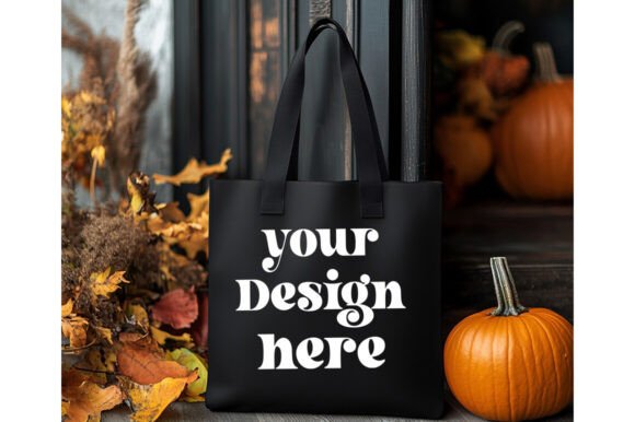 Halloween Black Tote Bag Mockup 16 for Product Mockups and Graphics