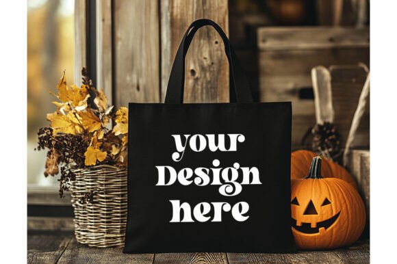 Halloween Black Tote Bag Mockup 9 - A Product Mockup for Graphics