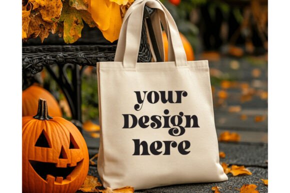 Halloween Natural Tote Bag Mockup 10 - Product Mockups for Graphics