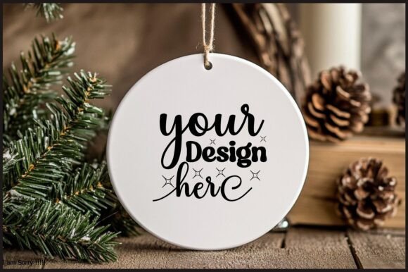 Round Christmas Ornament Mockup 101 for Product Mockups and Graphics
