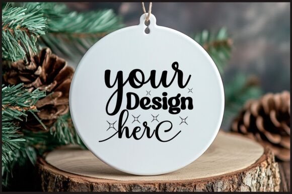 Round Christmas Ornament Mockup 12 for Product Mockups and Graphics