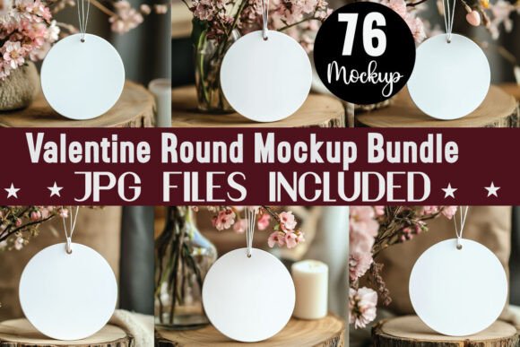Valentine Round Sign Mockup Bundle for Graphics and Product Mockups
